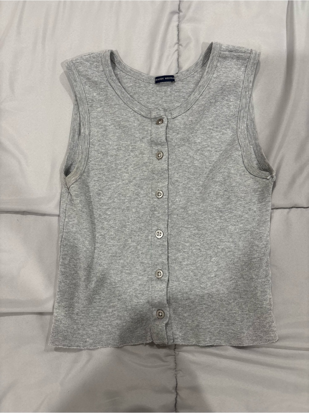 Brandy Melville Gray Sleeveless Button-Front Tank Top